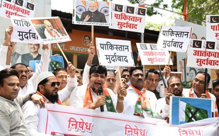 पहलगाम येथील भ्याड दहशतवादी हल्ल्याच्या निषेधार्थ भाजपातर्फे अनेक ठिकाणी निदर्शने