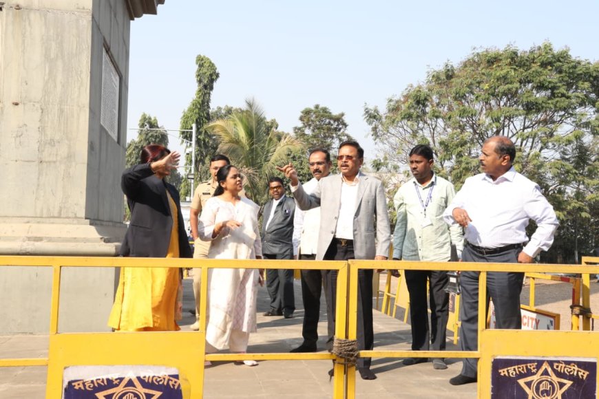 सामाजिक न्याय विभागाच्या प्रधान सचिवांकडून विजयस्तंभाच्या  प्रत्यक्ष जागेवर जाऊन तयारीची पाहणी