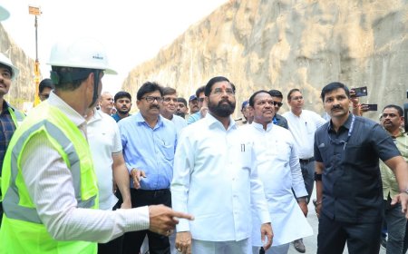 उपमुख्यमंत्री एकनाथ शिंदे यांनी केली मिसिंग लिंकचा कामाची पाहणी