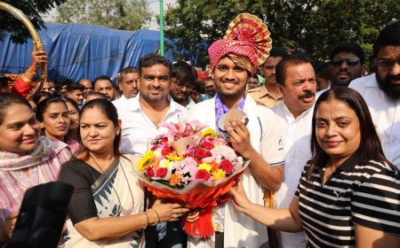 ठाणेकर नेमबाज रुद्रांक्ष पाटीलचे जल्लोषात स्वागत