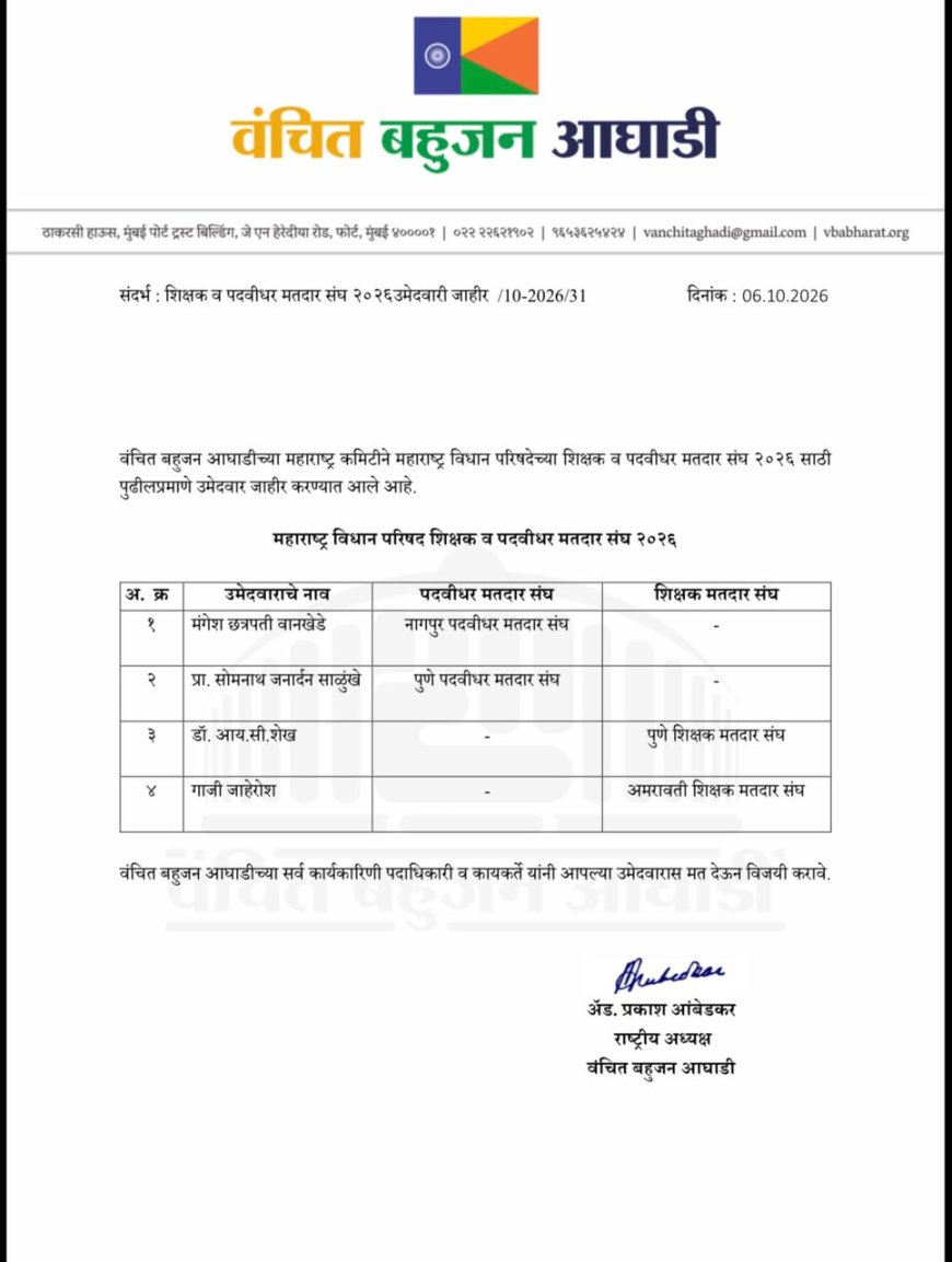 विधान परिषदेसाठी वंचितची तयारी