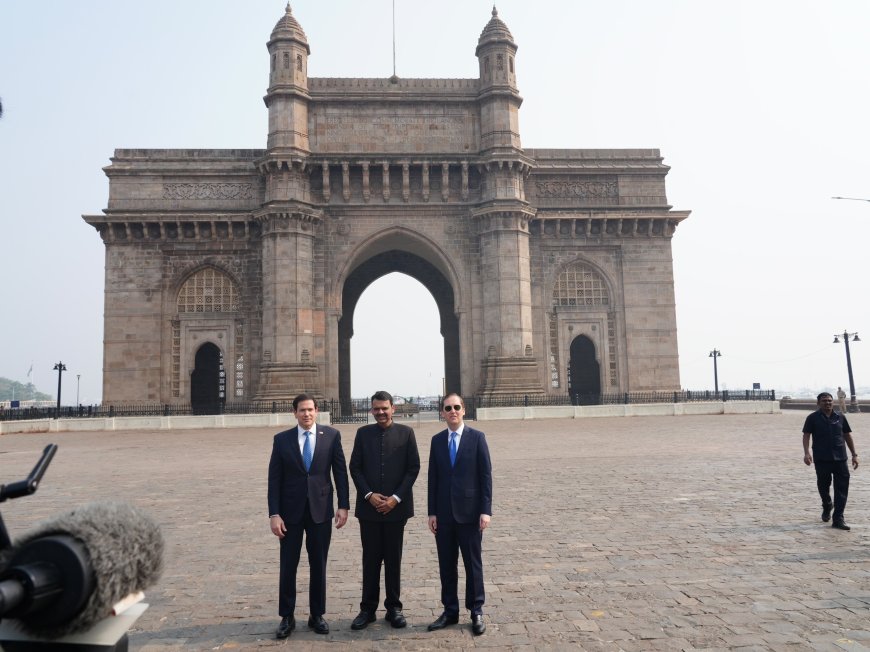 मुख्यमंत्री फडणवीस यांच्याकडून मार्को रुबियो यांचे स्वागत गेटवे ऑफ इंडिया येथे ऐतिहासिक भेट